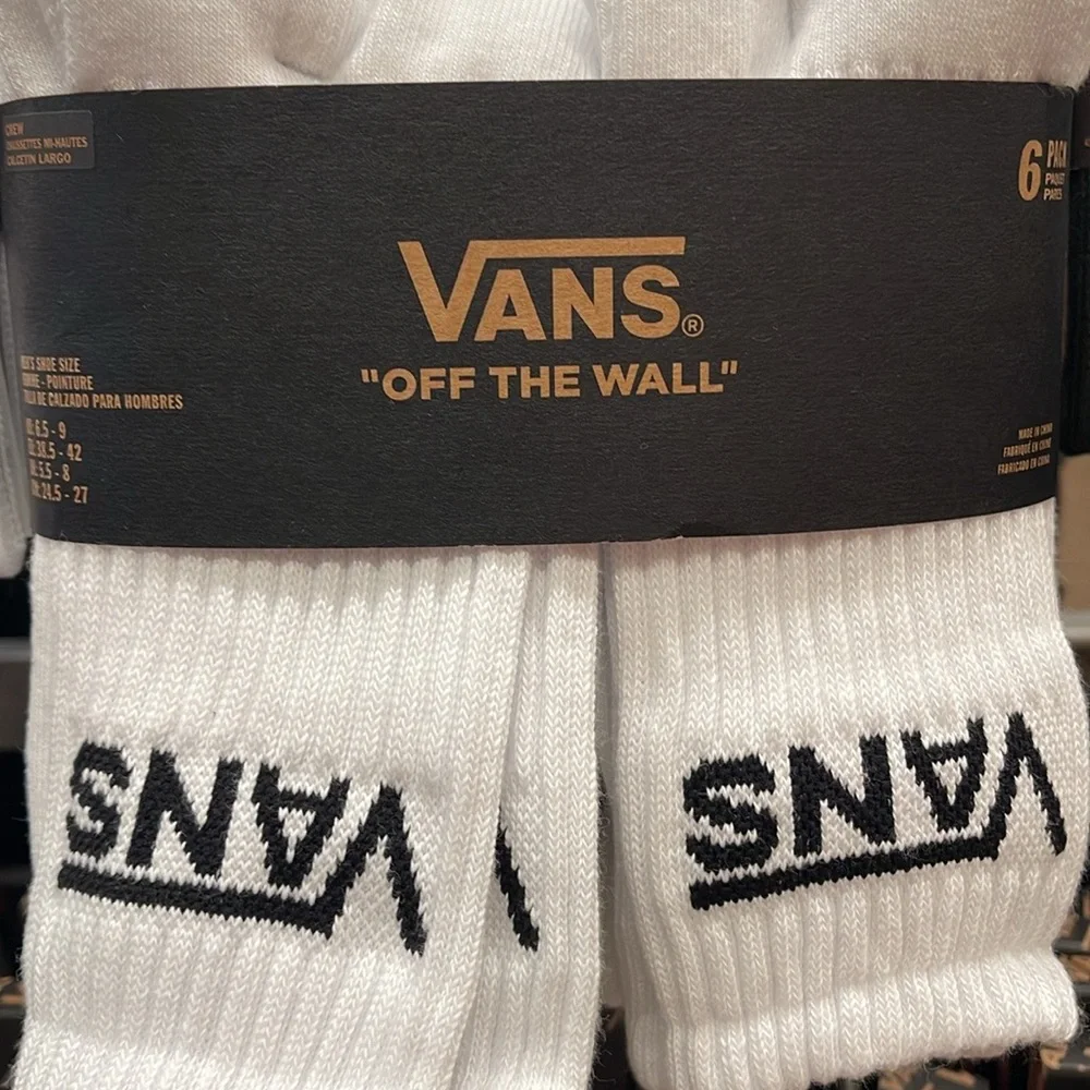 Vans Socks 6 pairs set CREW VANS.
"OFF THE WALL" White/Black 
NWT - Picture 4 of 16